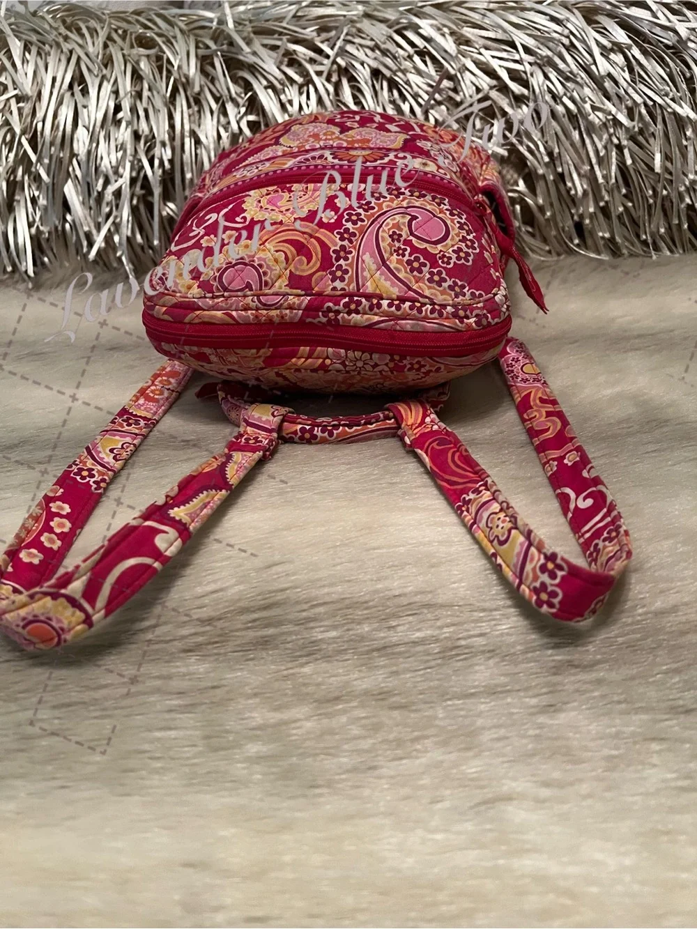 VERA BRADLEY Raspberry Fizz 2008 Zip Front Mini Backpack USA Zip Close Red Pink